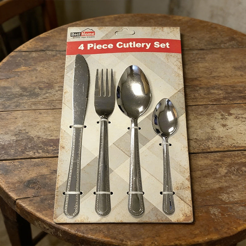 4PCS Cutlery Set with Fork Knife Spoons Stainless Steel Utensils Set Flatware Set for Home Kitchen