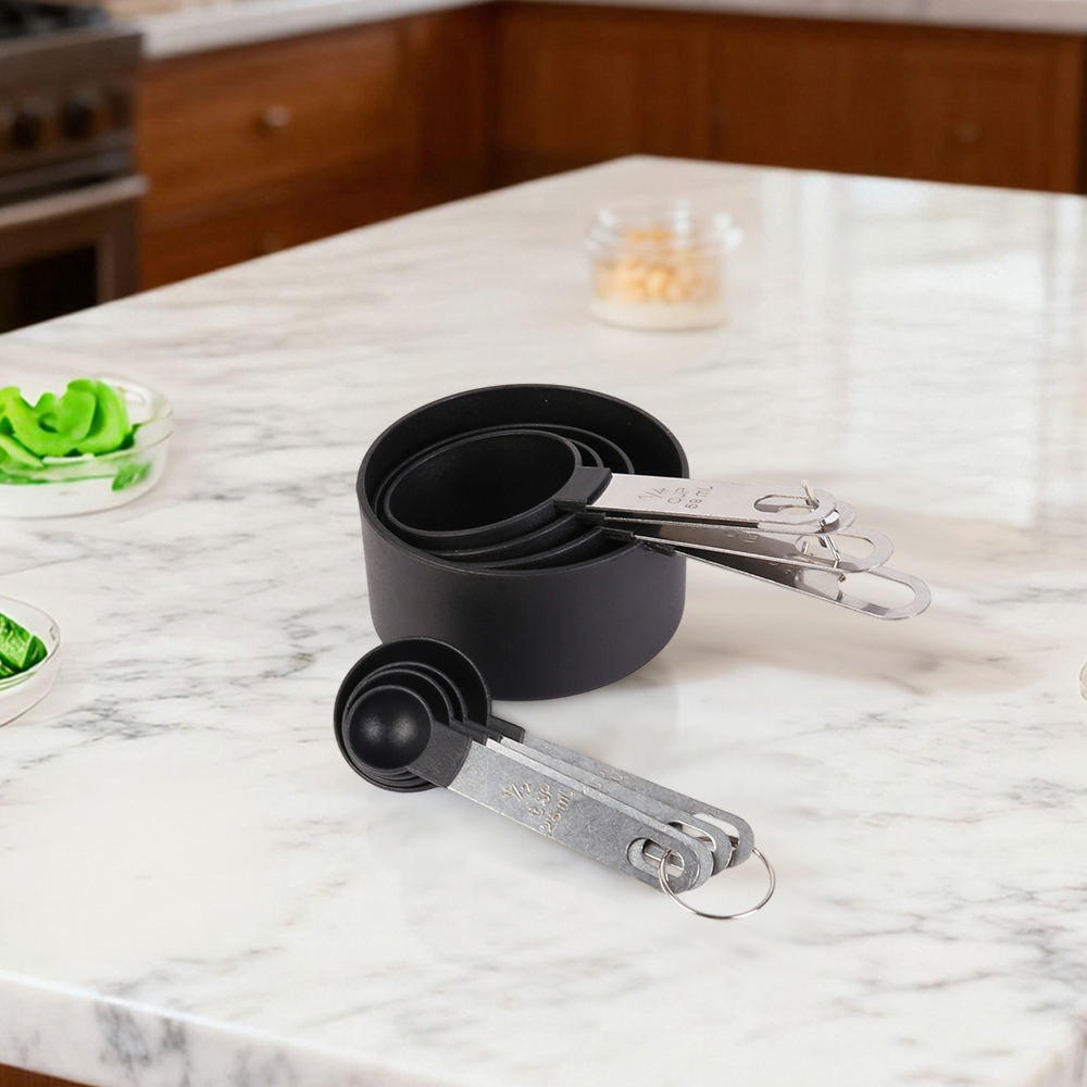 Stainless Steel Measuring Cups and Spoons 8 Pack Set with Handles for Baking Kitchen BBQ Use