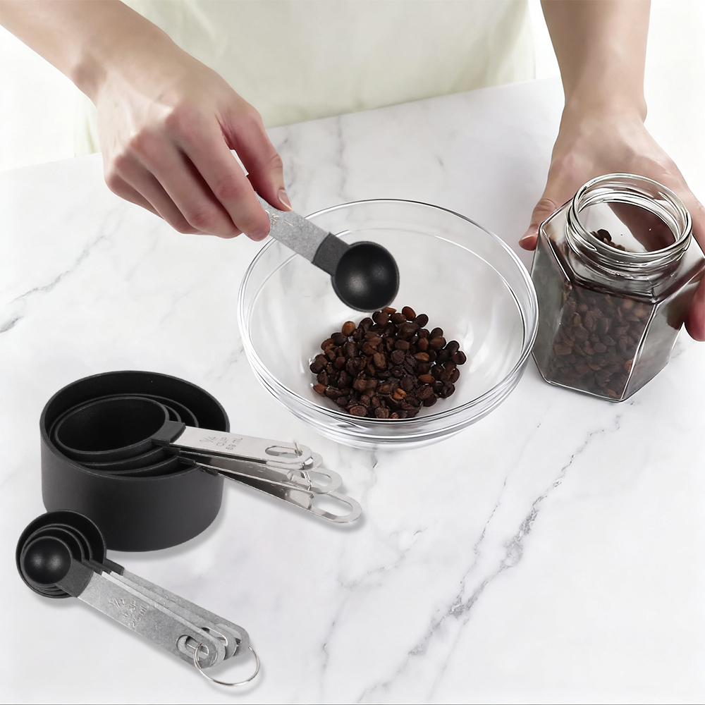 Stainless Steel Measuring Cups and Spoons 8 Pack Set with Handles for Baking Kitchen BBQ Use