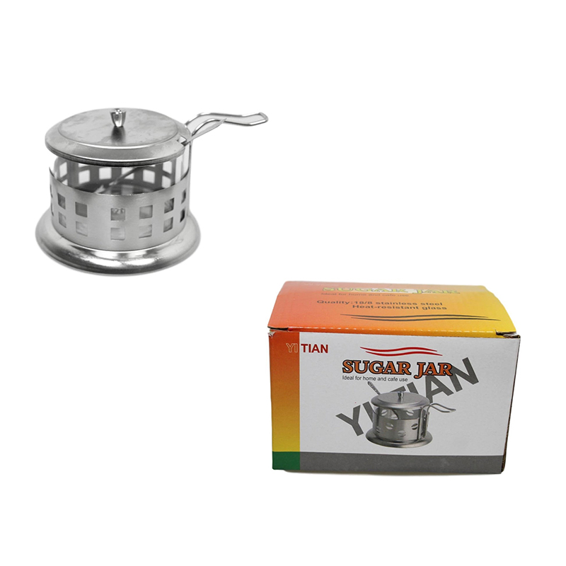 Steel and Glass Sugar Spice Seasoning Storage Jar 9 x 8 cm