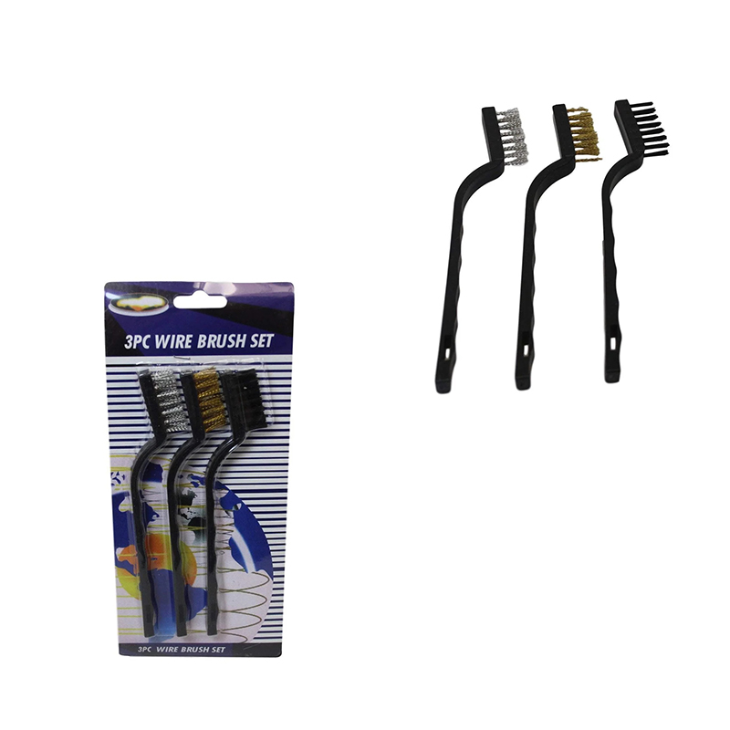 Steel Brass Nylon Wire Cleaning Brush 17cm Set of 3