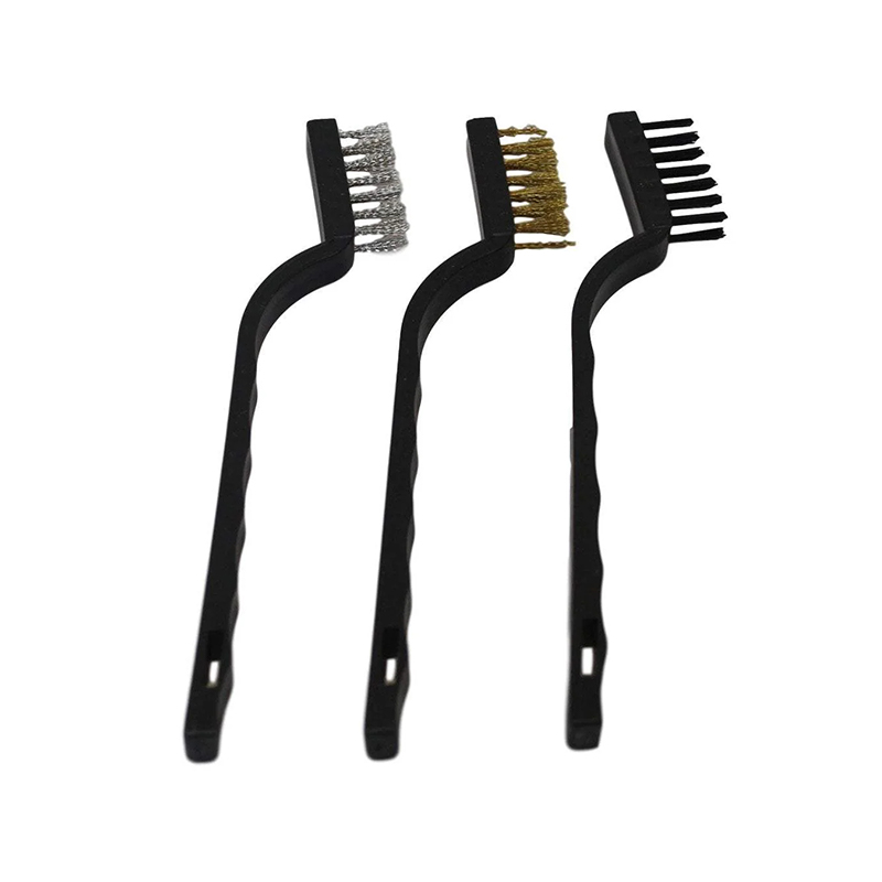 Steel Brass Nylon Wire Cleaning Brush 17cm Set of 3
