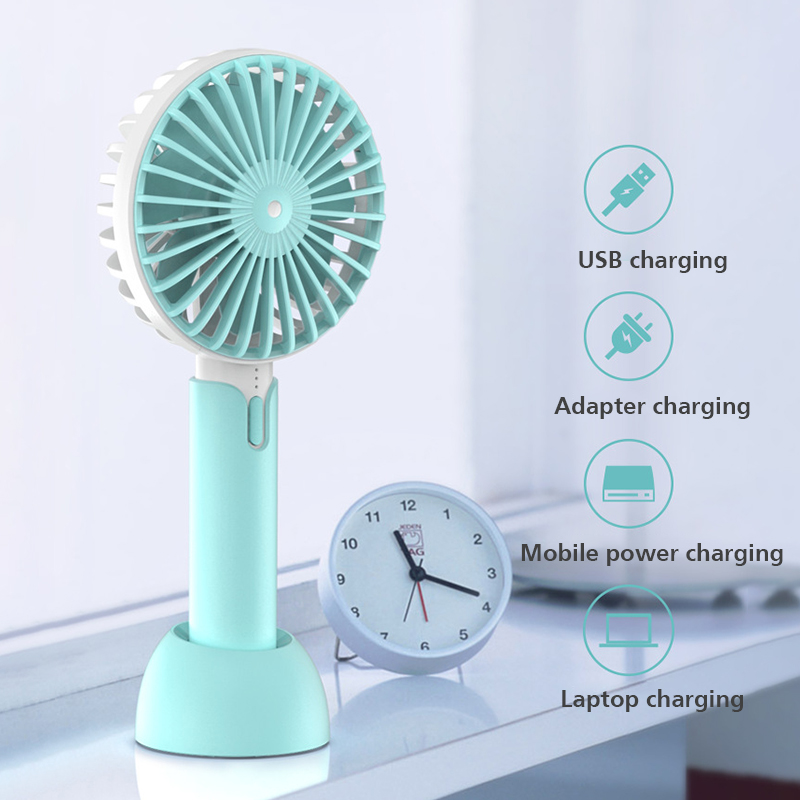 Summer Handheld Portable Mini Fan USB Rechargable Desktop Fan - Blue