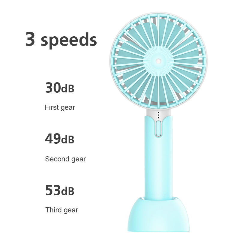 Summer Handheld Portable Mini Fan USB Rechargable Desktop Fan - Blue