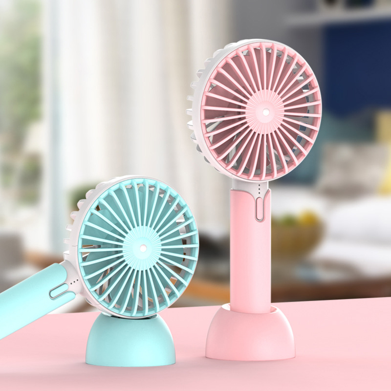 Summer Handheld Portable Mini Fan USB Rechargable Desktop Fan - Blue