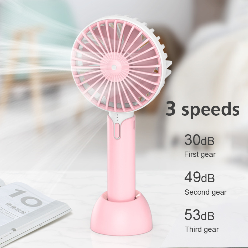 Summer Handheld Portable Mini Fan USB Rechargable Desktop Fan - Pink