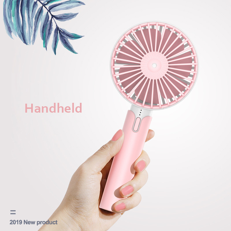 Summer Handheld Portable Mini Fan USB Rechargable Desktop Fan - Pink