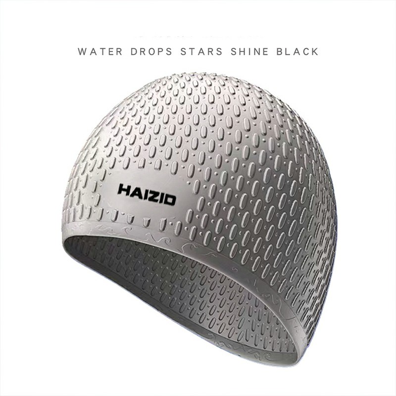 Swimming Pool Cap Silicone Swimming Waterproof Hat for Men and Women - Grey