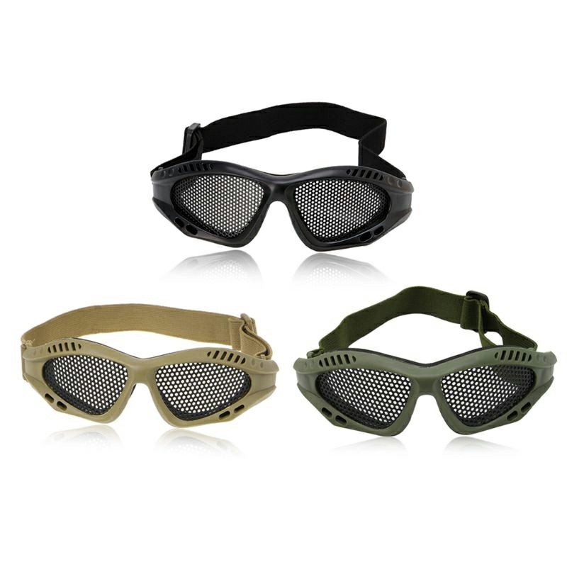 Tactical Mesh Glasses Steel Mesh Lens Goggles Paintballing Airsoft - Coyote