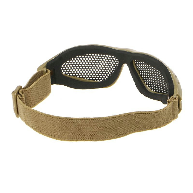 Tactical Mesh Glasses Steel Mesh Lens Goggles Paintballing Airsoft - Coyote