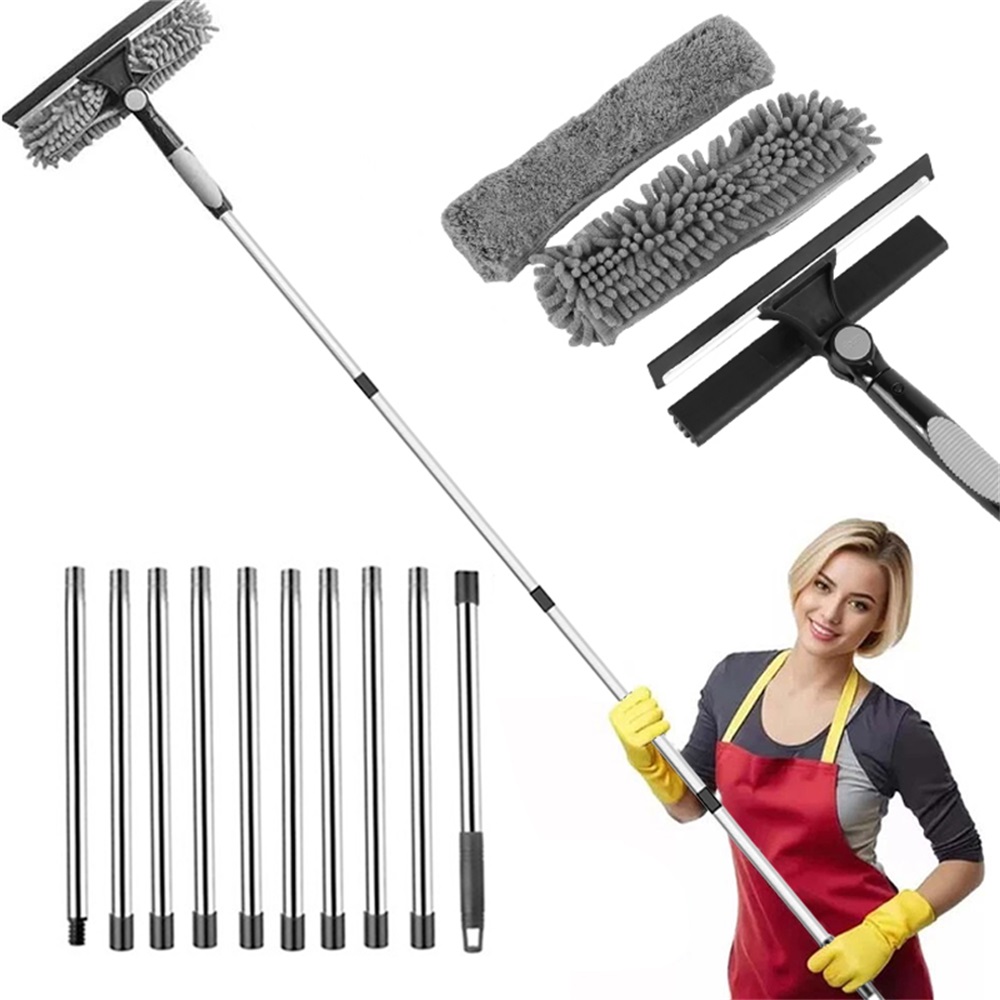 4.5m Telescopic Squeegee Cleaner Window Glass Cleaning Kit Extendable Pole
