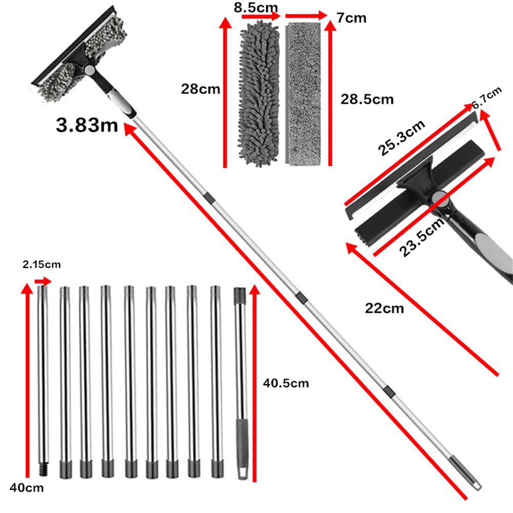 4.5m Telescopic Squeegee Cleaner Window Glass Cleaning Kit Extendable Pole