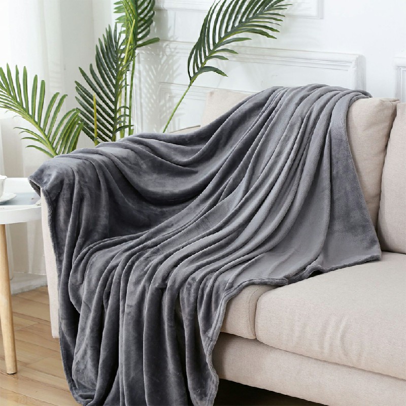 Throw Blanket Fleece Large Soft Warm Sofa Bed Throw Single Double King - Dark Grey