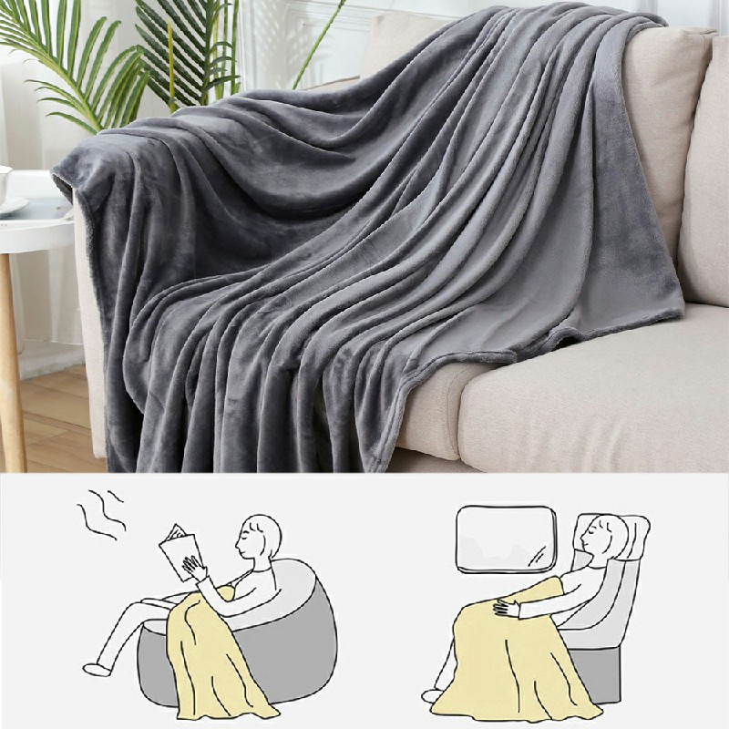 59 x 78.7 Inch Throw Blanket Fleece Large Soft Warm Sofa Bed Throw Single Double King Grey