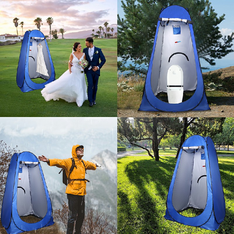Toilet Shower Tent Pop-up Changing Tent with Tent Bag for Outdoor Travel Camping - Blue
