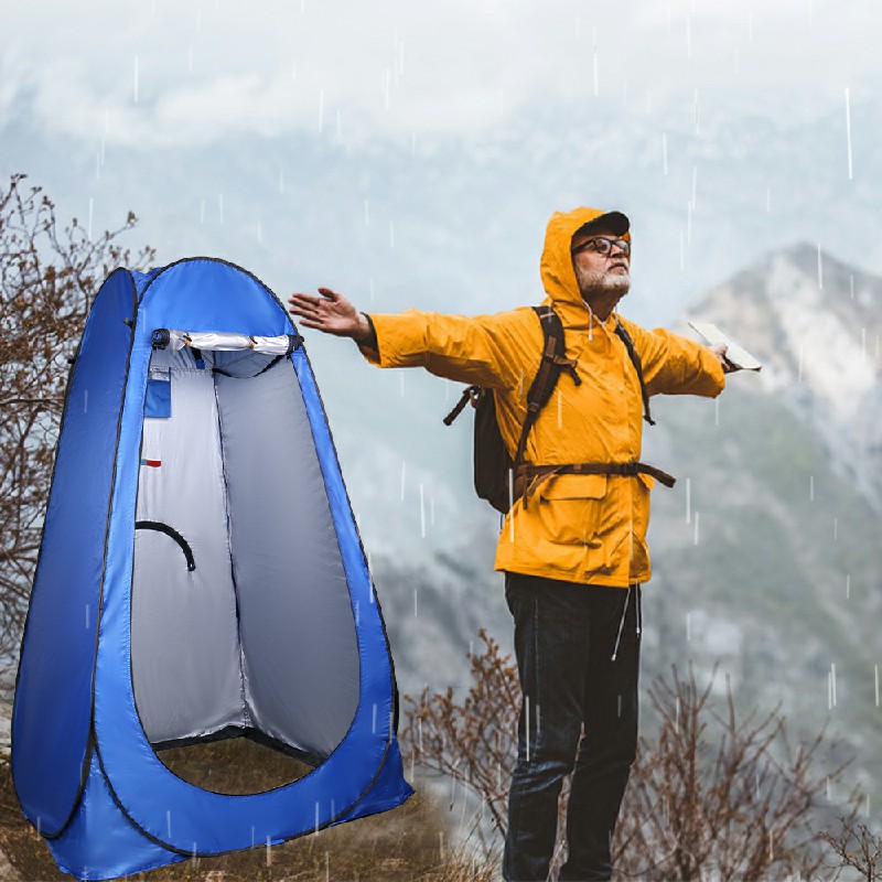 Toilet Shower Tent Pop-up Changing Tent with Tent Bag for Outdoor Travel Camping - Blue