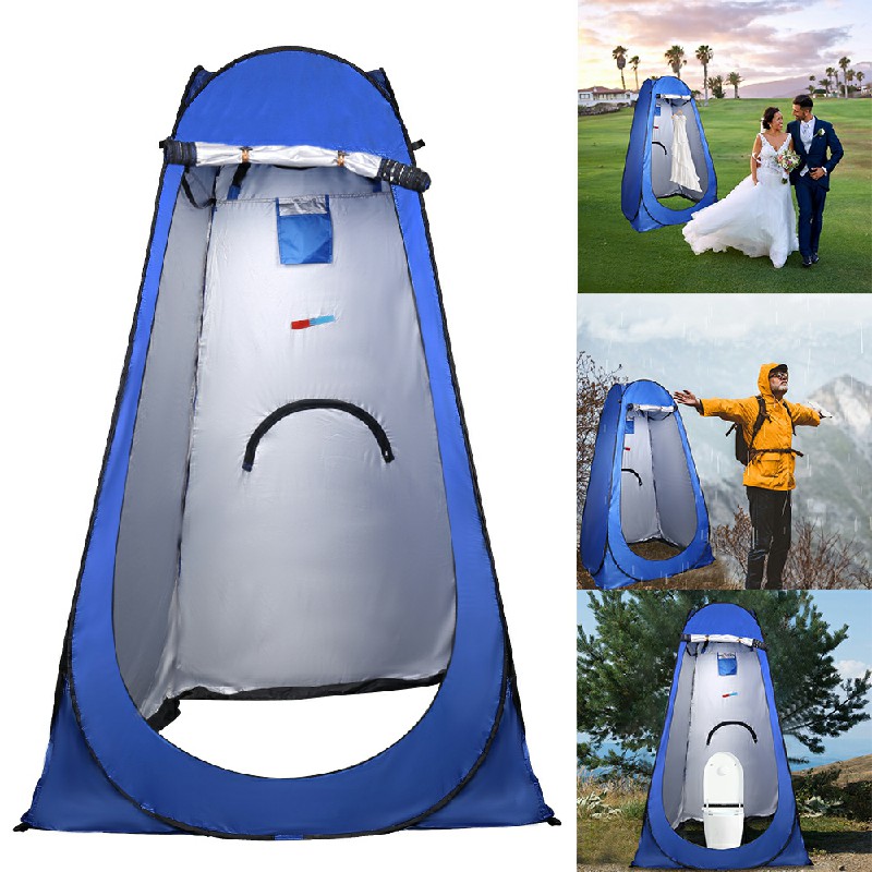 Toilet Shower Tent Pop-up Changing Tent with Tent Bag for Outdoor Travel Camping - Blue