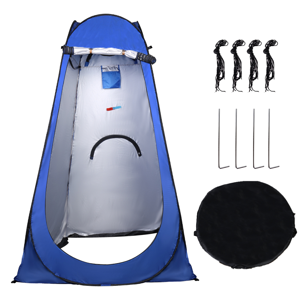 Toilet Shower Tent Pop-up Changing Tent with Tent Bag for Outdoor Travel Camping - Blue