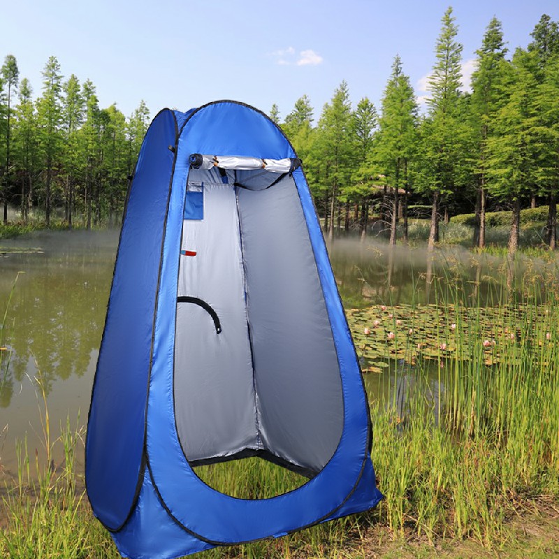 Toilet Shower Tent Pop-up Changing Tent with Tent Bag for Outdoor Travel Camping - Blue