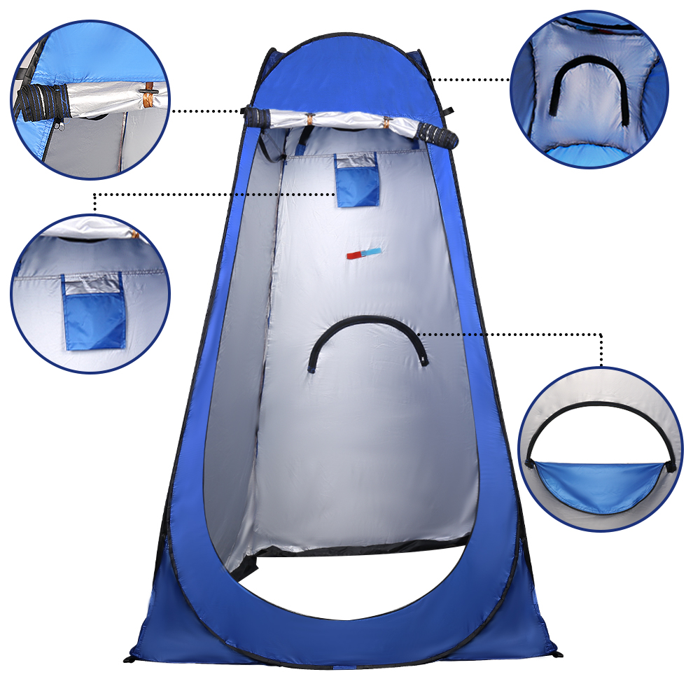 Toilet Shower Tent Pop-up Changing Tent with Tent Bag for Outdoor Travel Camping - Blue