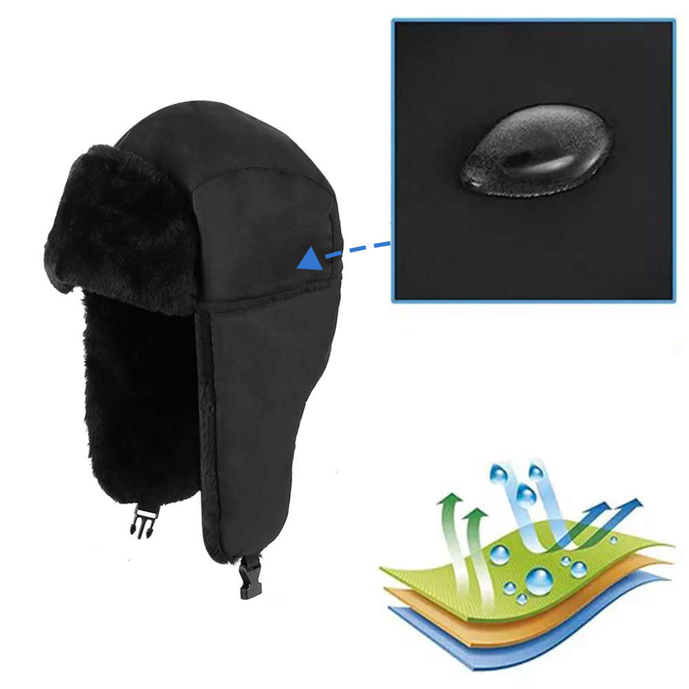 Trapper Hat Winter Fleece Warm Cap with Ear Flaps Faux