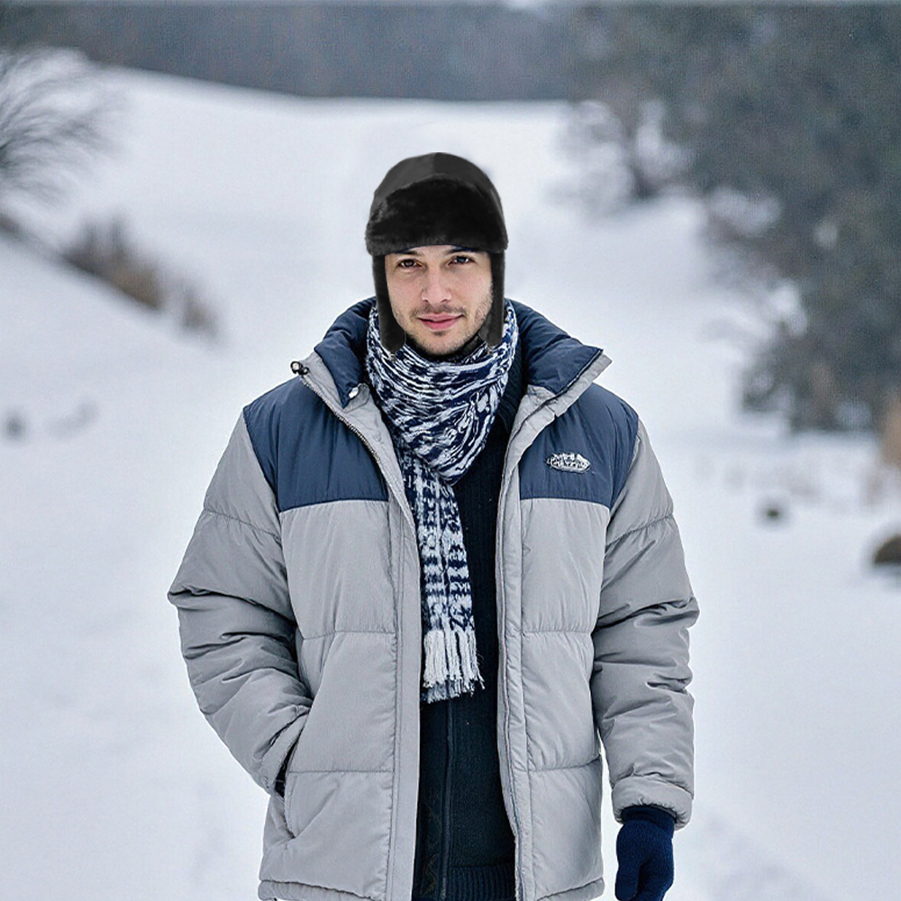 Trapper Hat Winter Fleece Warm Cap with Ear Flaps Faux