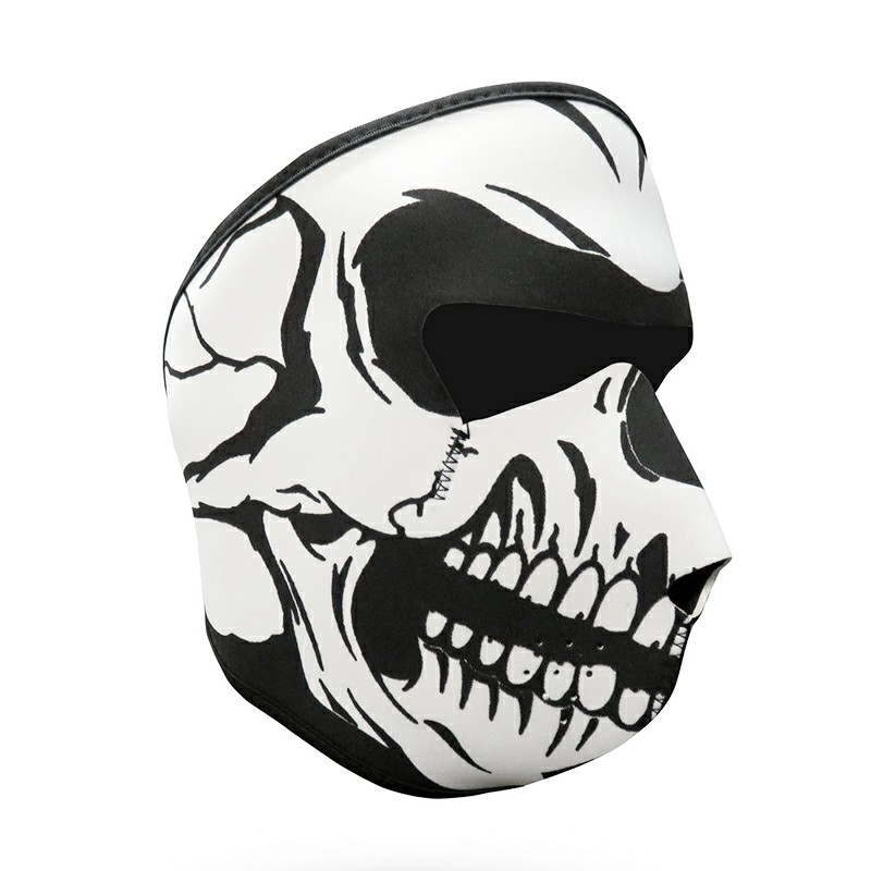 Unisex Windproof Full Face Mask Motorcycle Skiing Snowboarding Bike Facial Protector - White Skull