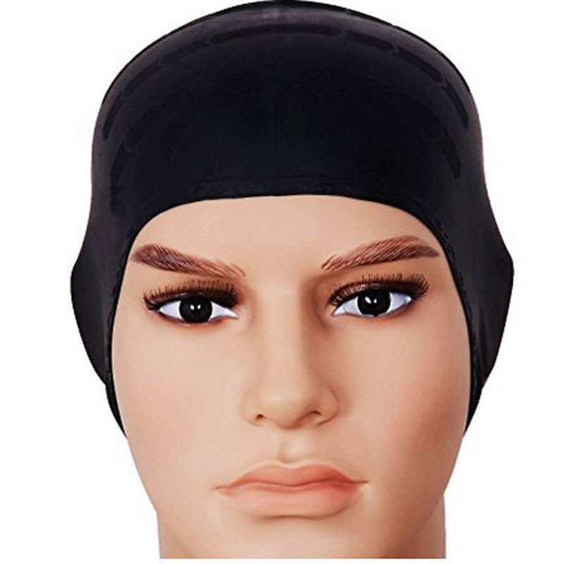 Universal Flexible Stretch Elastic Swimming Cap  Swim Hat - Black