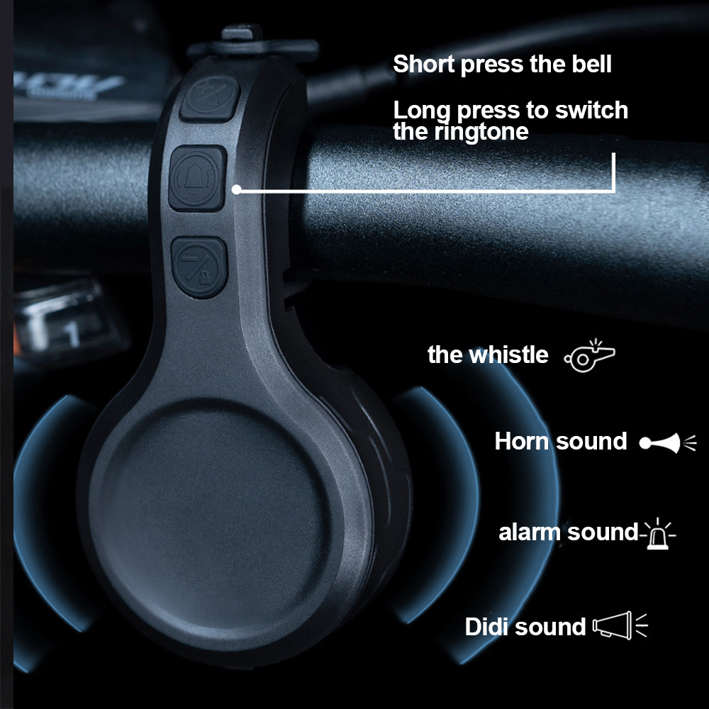 USB Rechargeable Electronic Bike Horn Bicycle BellInstall on Handlebar Mount