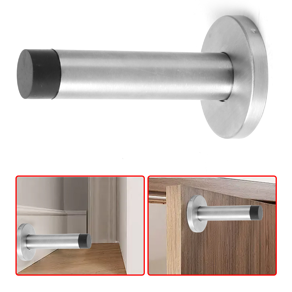 Wall Mounted Door Stopper Satin Stainless Steel Chrome Rubber Door Stop