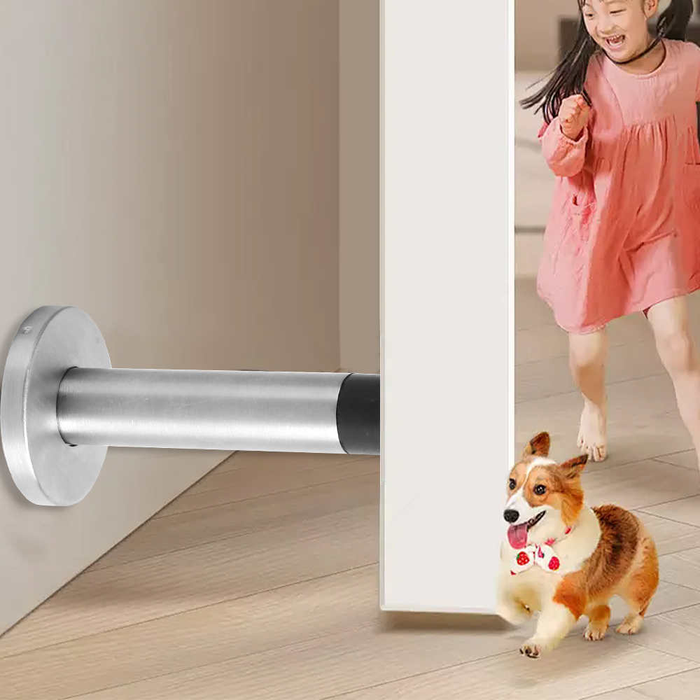 Wall Mounted Door Stopper Satin Stainless Steel Chrome Rubber Door Stop