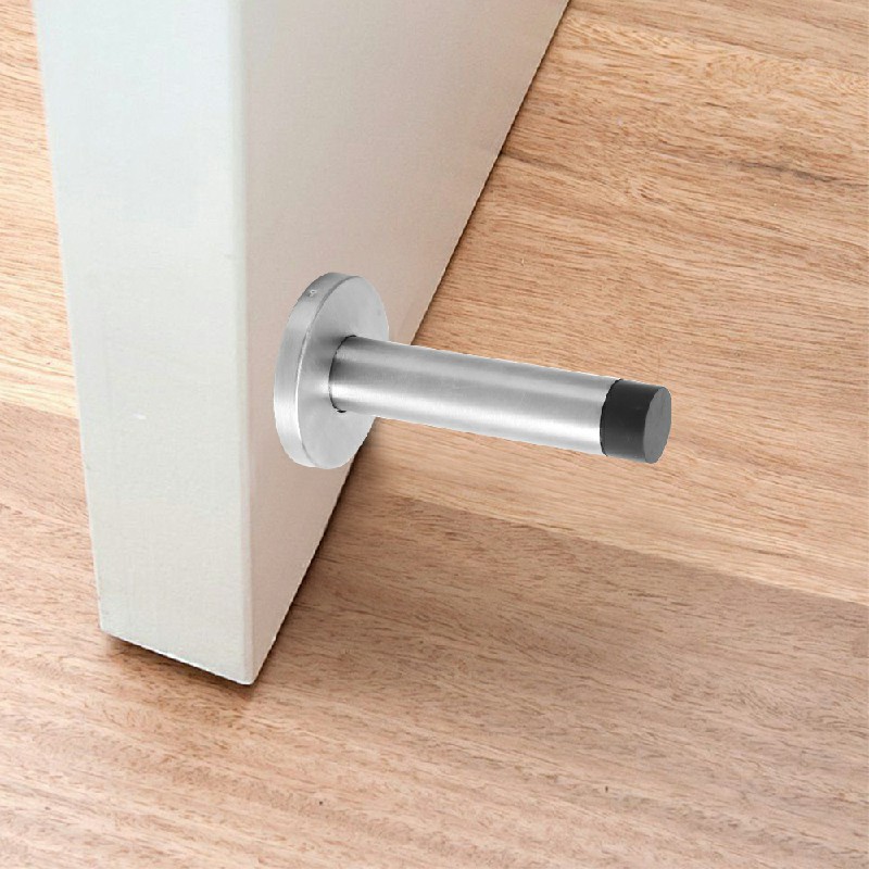 Wall Mounted Door Stopper Satin Stainless Steel Chrome Rubber Door Stop