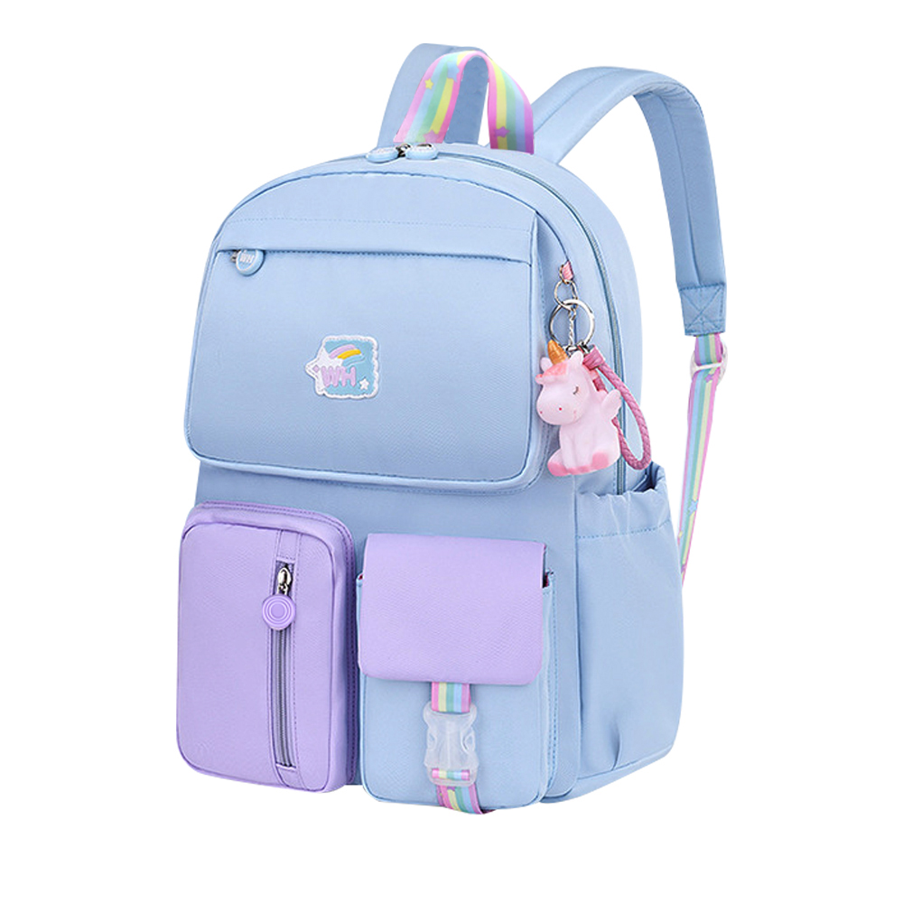 Water Resistant School Bags for Girls Primary School Backpack Schoolbag for Kids - Size L Pink+Blue