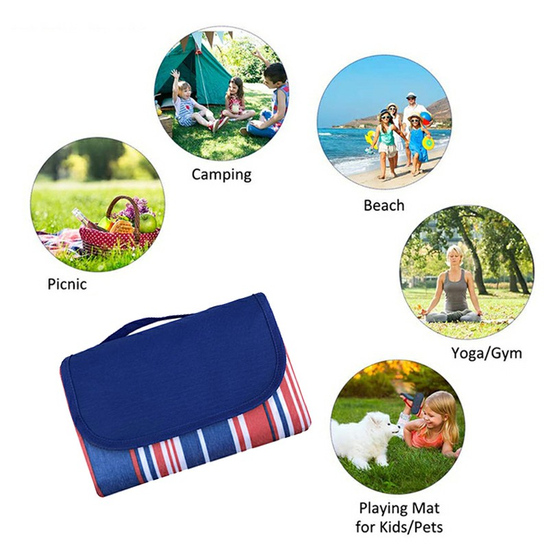 Waterproof Picnic Blanket Camping Mat Outdoor Beach Hiking Park Grass Travel Rug - Royal Blue