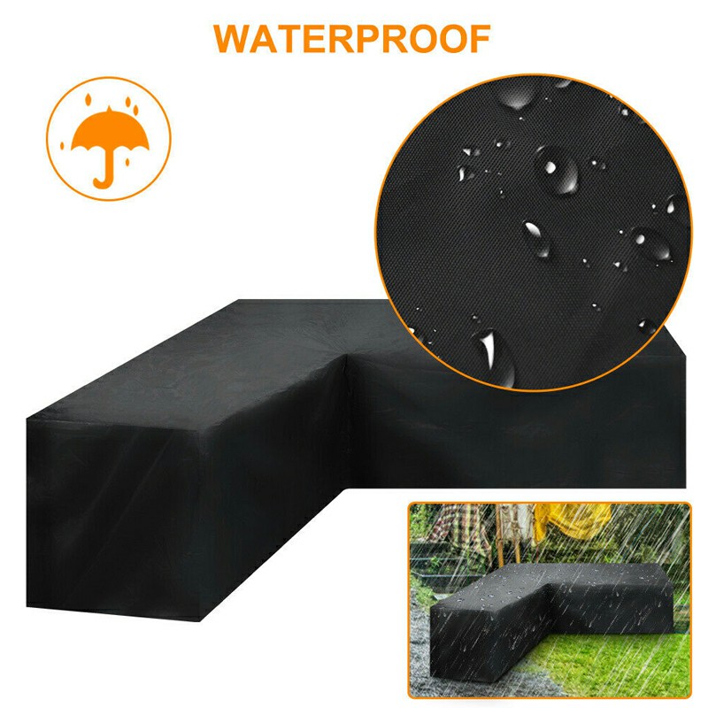 Waterproof Rattan Corner Furniture Cover Garden Outdoor Sofa Protector - 270x270x90cm