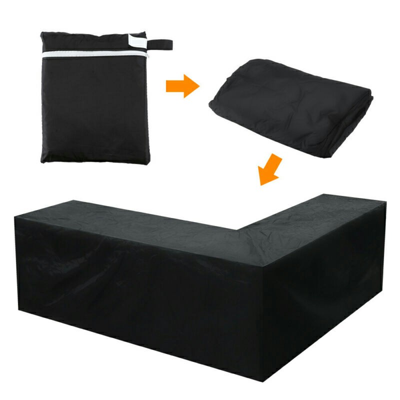 Waterproof Rattan Corner Furniture Cover Garden Outdoor Sofa Protector - 270x270x90cm