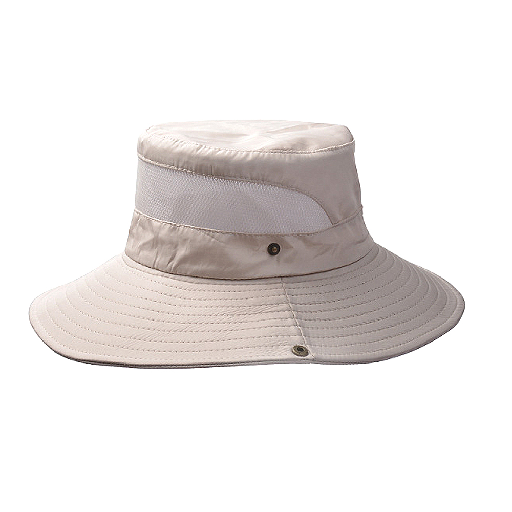 Wide Brim Summer UV Protection Sun Hat Safari Boonie Hat Foldable Fishing Hat with Adjustable Chin Strap - Beige