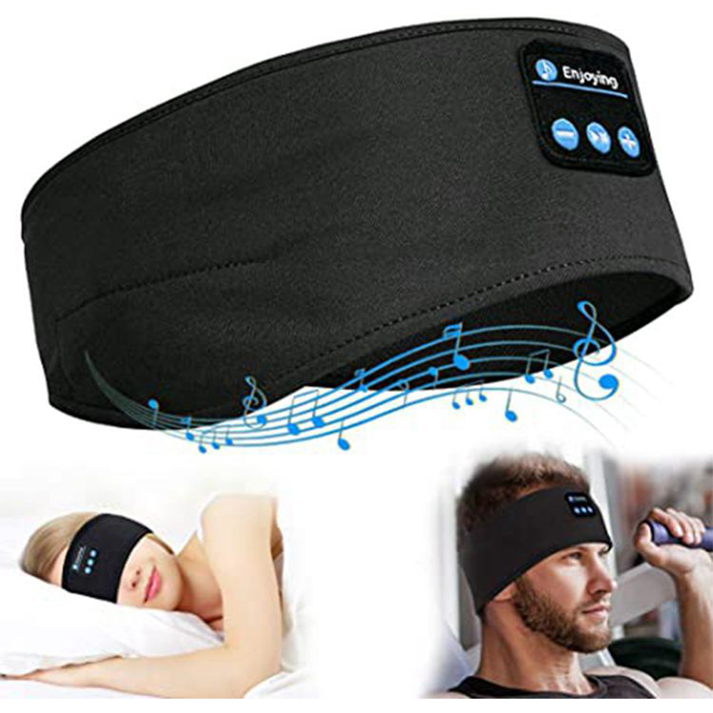 Wireless Bluetooth Headband Sleeping Eye Mask Headphones Headset Music Sports - Grey