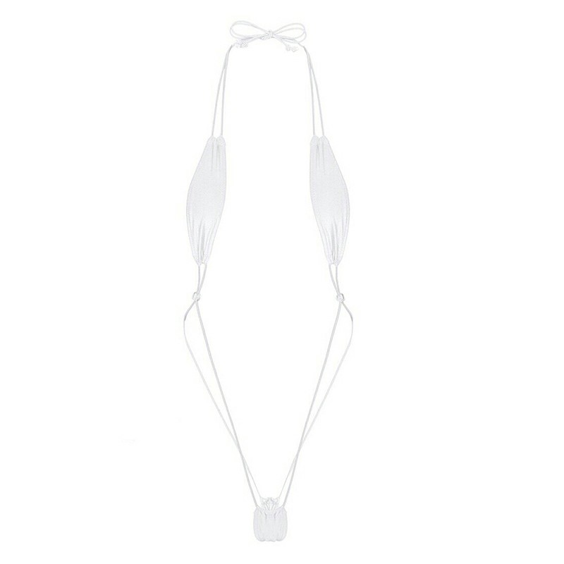 Women Micro Bikini Swimwear Erotic G-String Bra and Thong Swimsuit - White