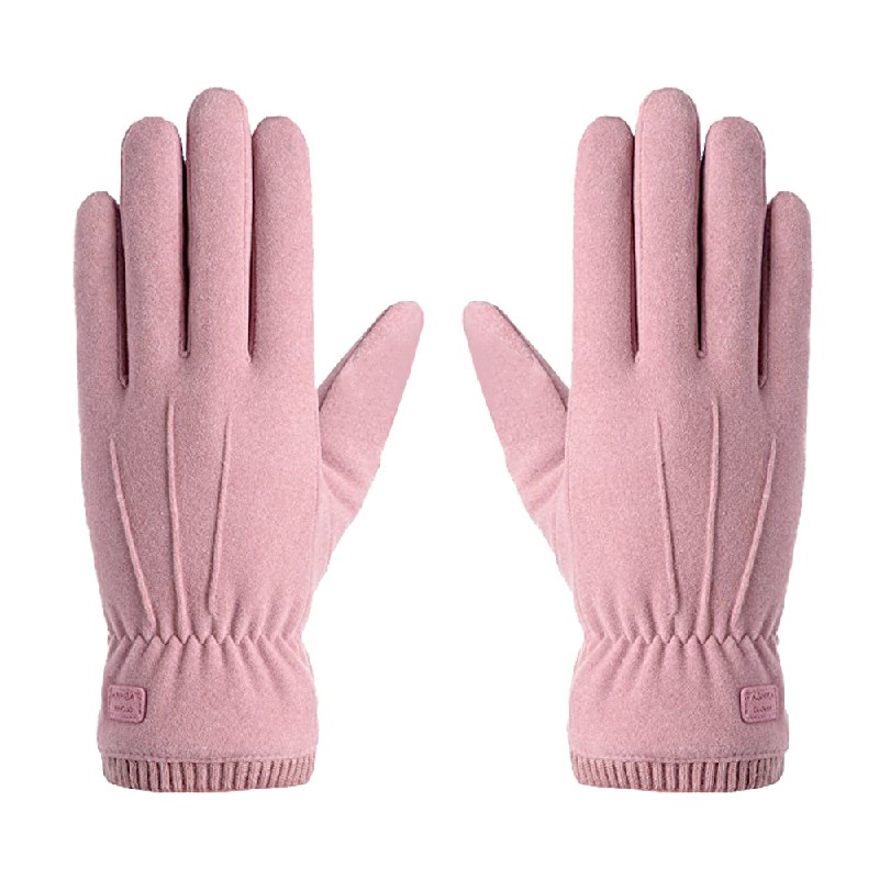 Women Winter Warm Touch Screen Gloves Soft Fleece Lined Elastic Cuff Gloves - Grey