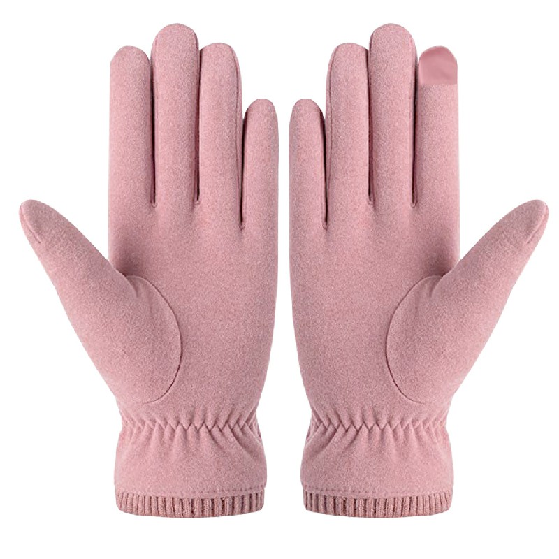 Women Winter Warm Touch Screen Gloves Soft Fleece Lined Elastic Cuff Gloves - Grey