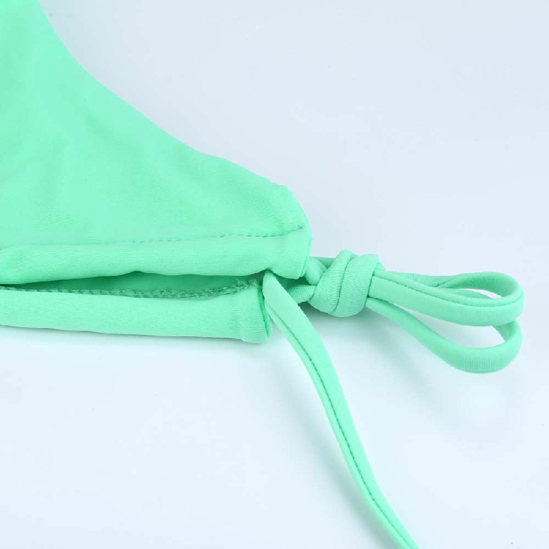 Womens Strapless Bandeau Ruffle Bikini Top Thong Set Swimwear Swimsuit Bathing - Green