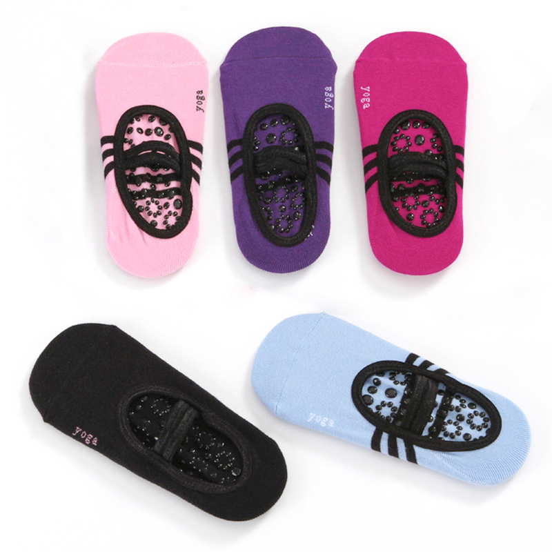 Yoga Socks Women Non Slip Skid Grips Pilates Fitness Ballet Exercise Gym Massage - Purple