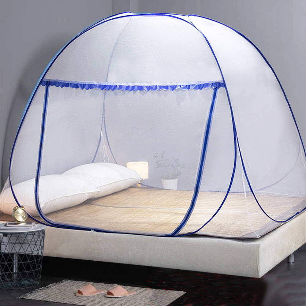 Yurt Mosquito Net Pop-Up Netting Tent Lace Cover with Single Door 100 x 190cm - Blue