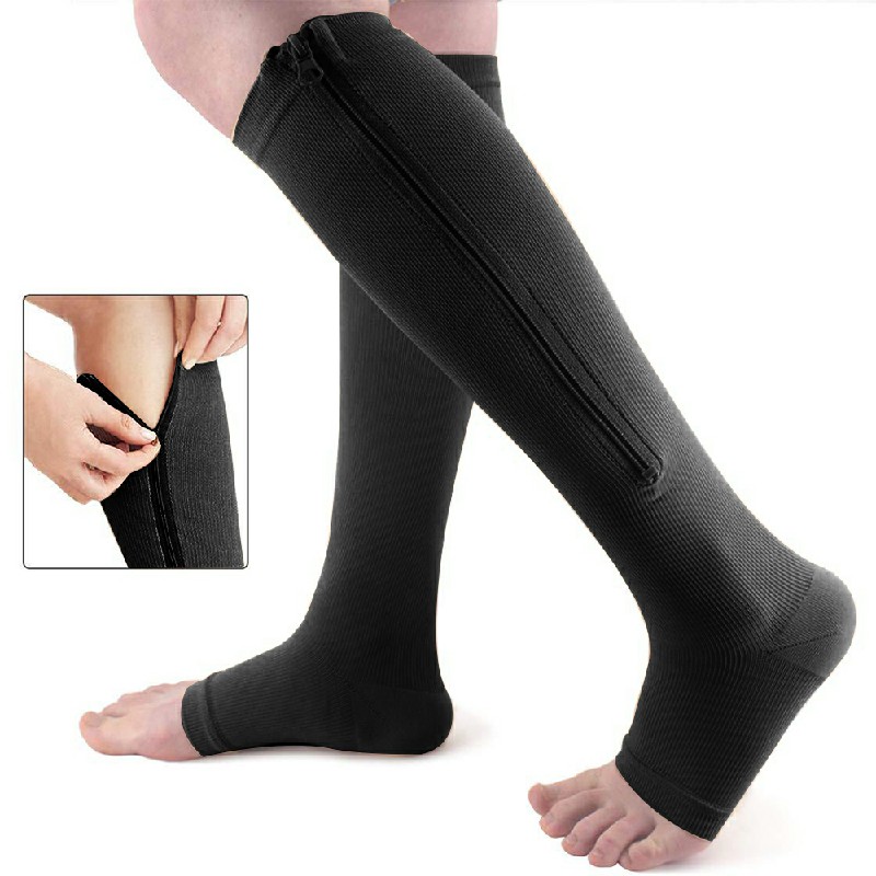 Zipper Compression Socks Open Compression Stockings for Men and Women - XXL